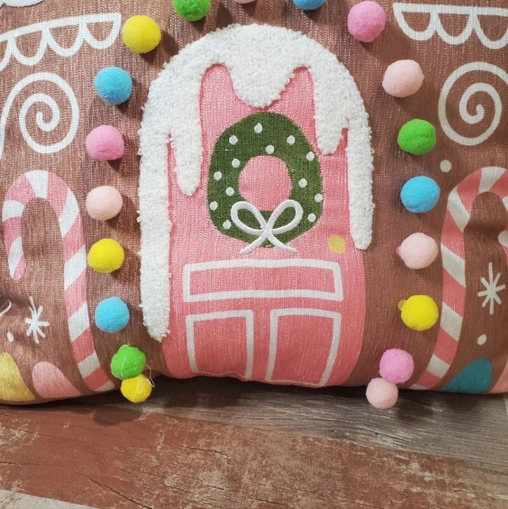 Cupcakes And Cashmere Gingerbread House Pillow-NWT